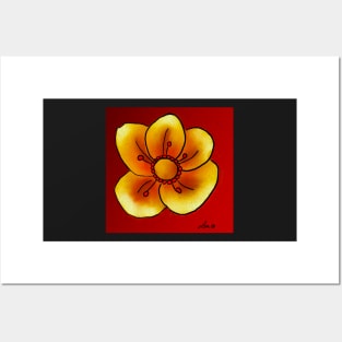 Yellow buttercup flower Posters and Art